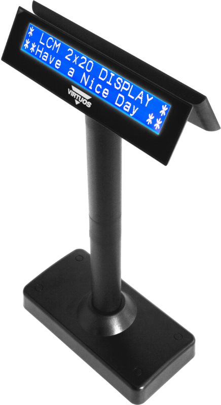 Virtuos LCD FL-730MB 2×20, serial, čierny