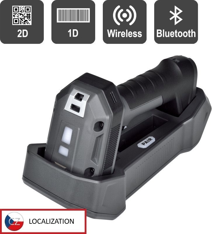Virtuos CCD 2D priemyselná čítačka HW-857, bezdrôtová, USB, tmavo sivá
