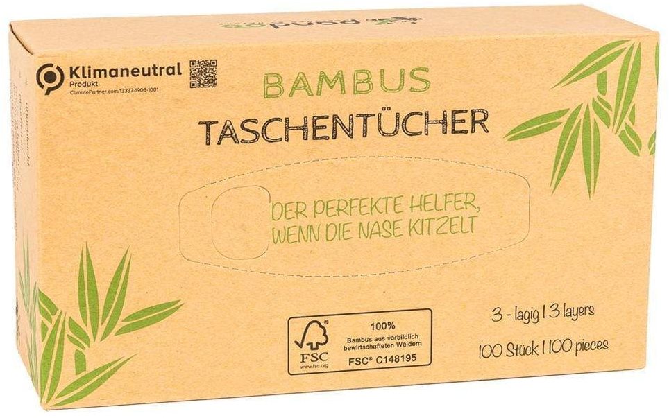 PANDOO Jednorazové bambusové vreckovky 3-vrstvové, balenie 100 ks