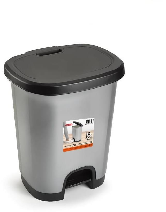 Plastic Forte COLOR Kôš na odpad 18 l ČIERNO-STRIEBORNÝ bez vložky s pedálom