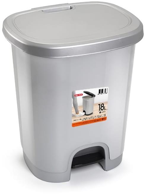 Plastic Forte COLOR Kôš na odpad 18 l STRIEBORNÝ bez vložky s pedálom