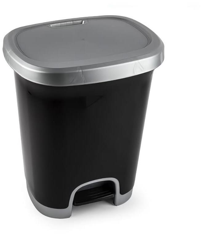 Plastic Forte COLOR Kôš na odpad 27 l ČIERNO-STRIEBORNÝ bez vložky s pedálom