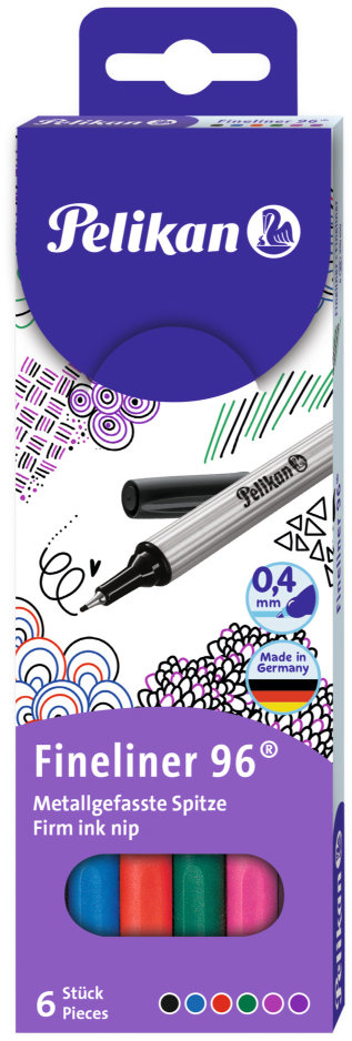 PELIKAN 96 0,4 mm – sada 6 farieb