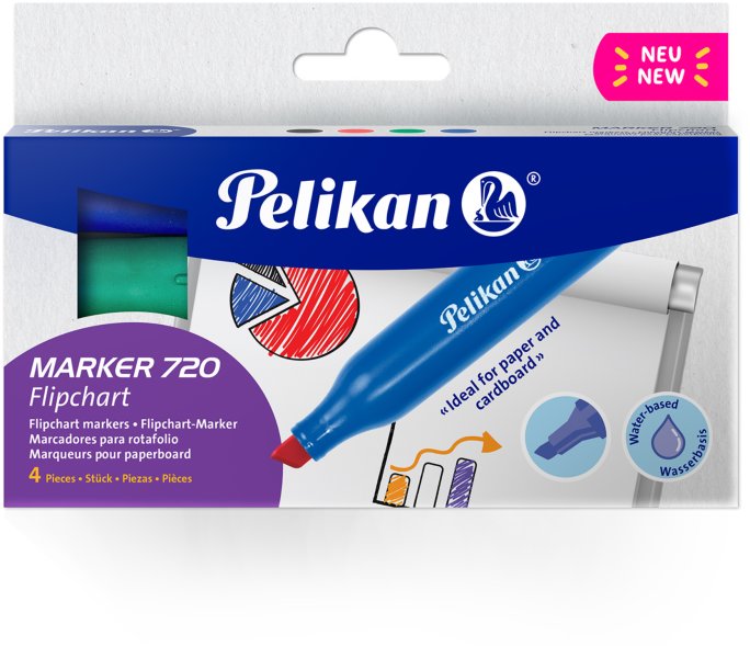PELIKAN 720 na flipchart, permanentný, 4 farby