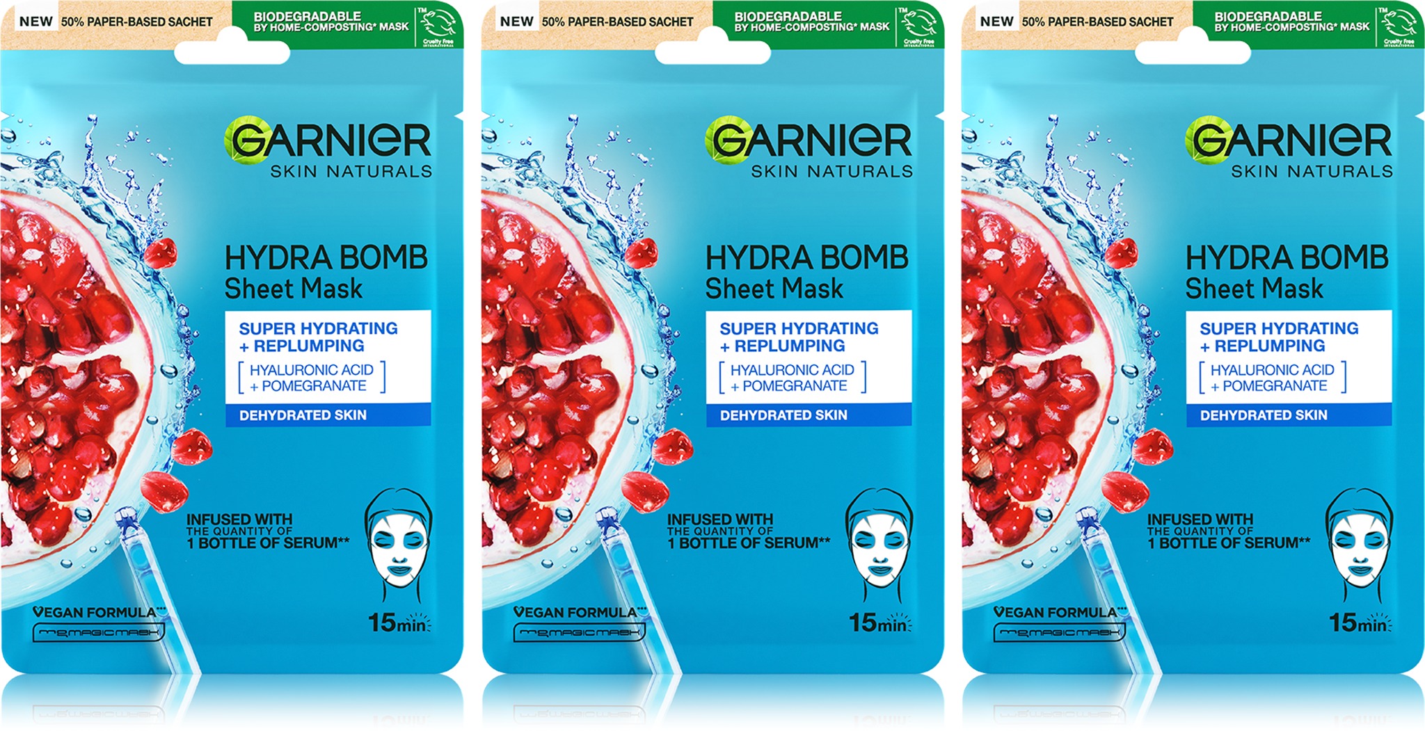 GARNIER Moisture + Aqua bomb 3× 32 g