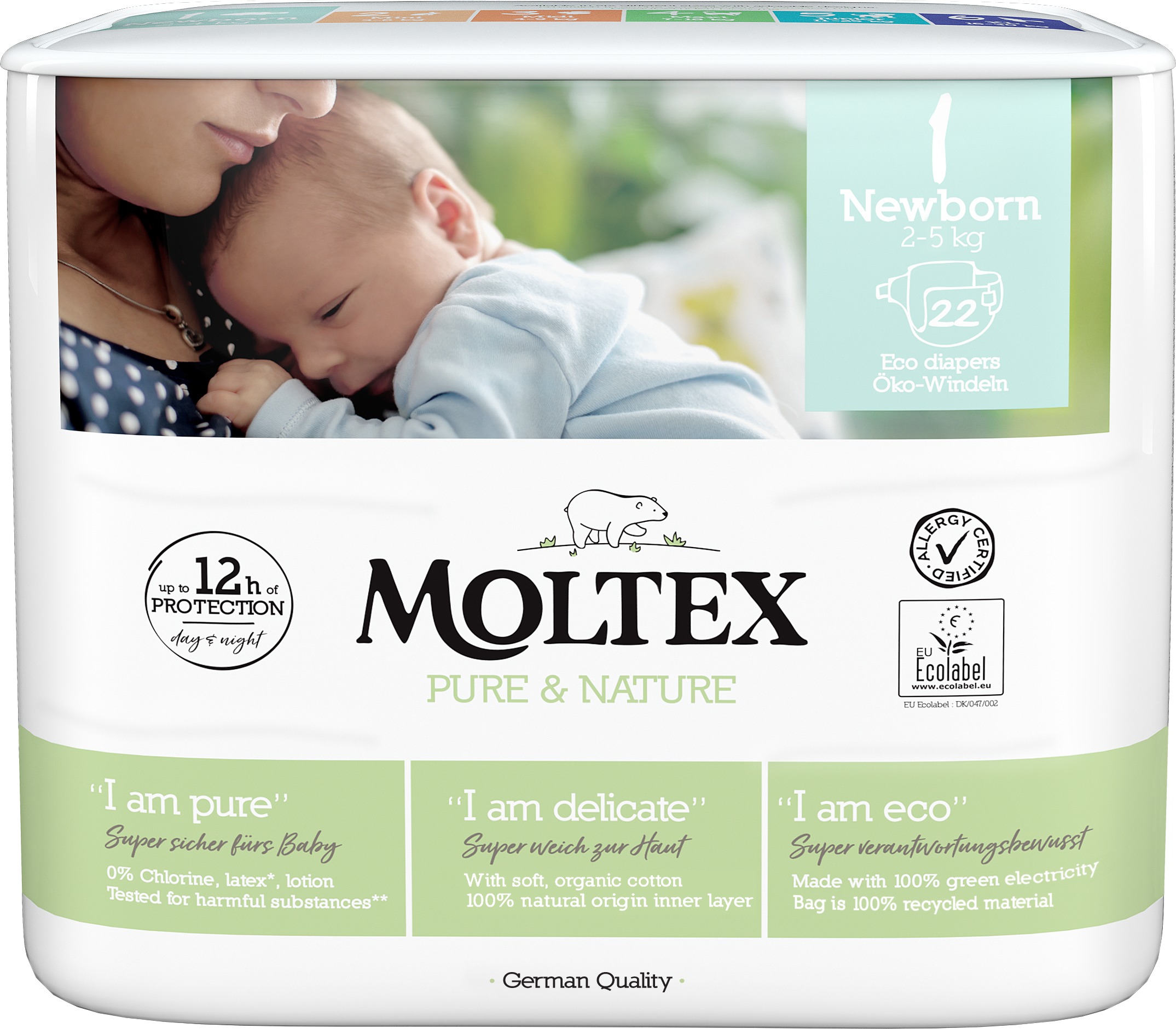 MOLTEX Pure & Nature Newborn veľ. 1 (22 ks)