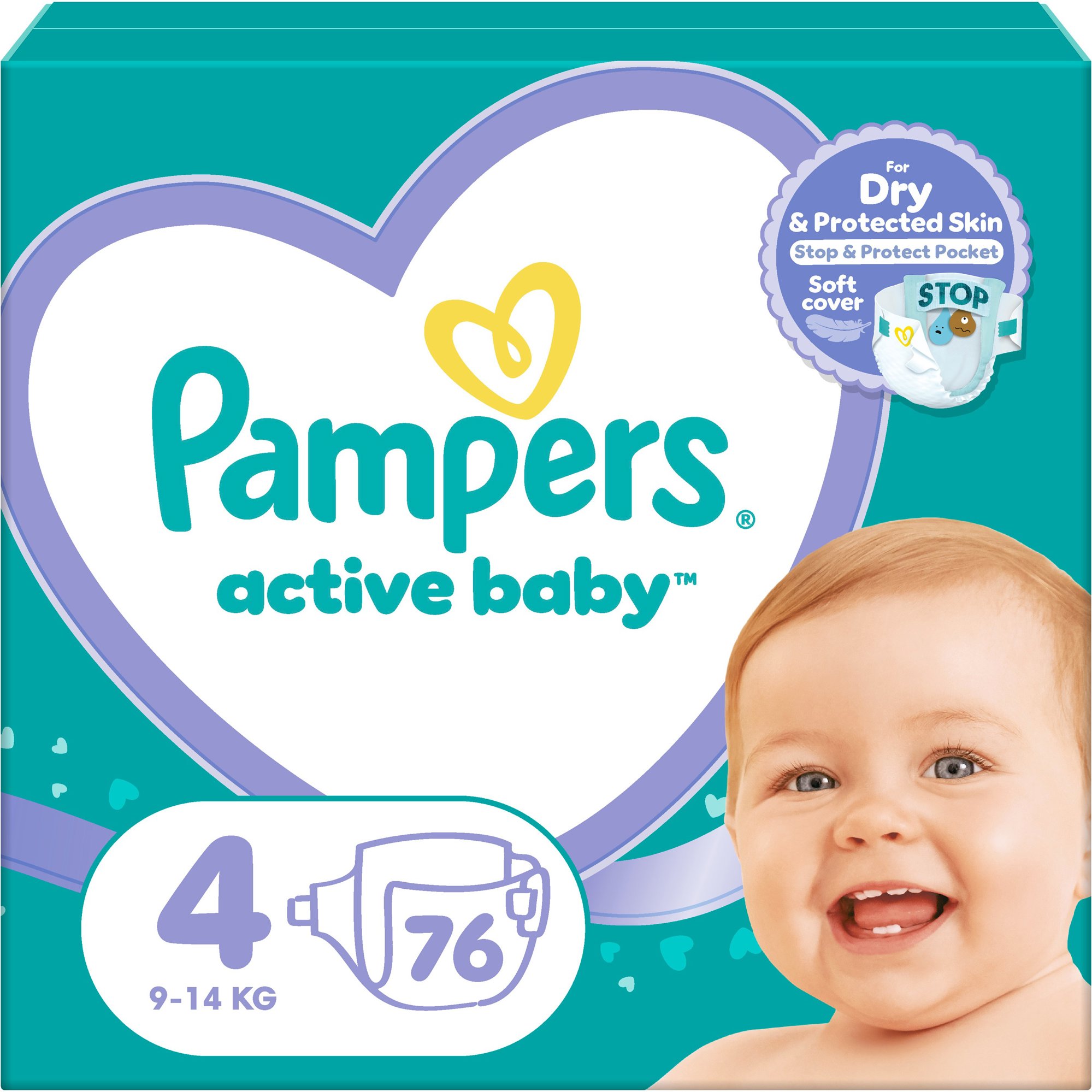 PAMPERS Active Baby veľkosť 4 (76 ks) 9 – 14 kg