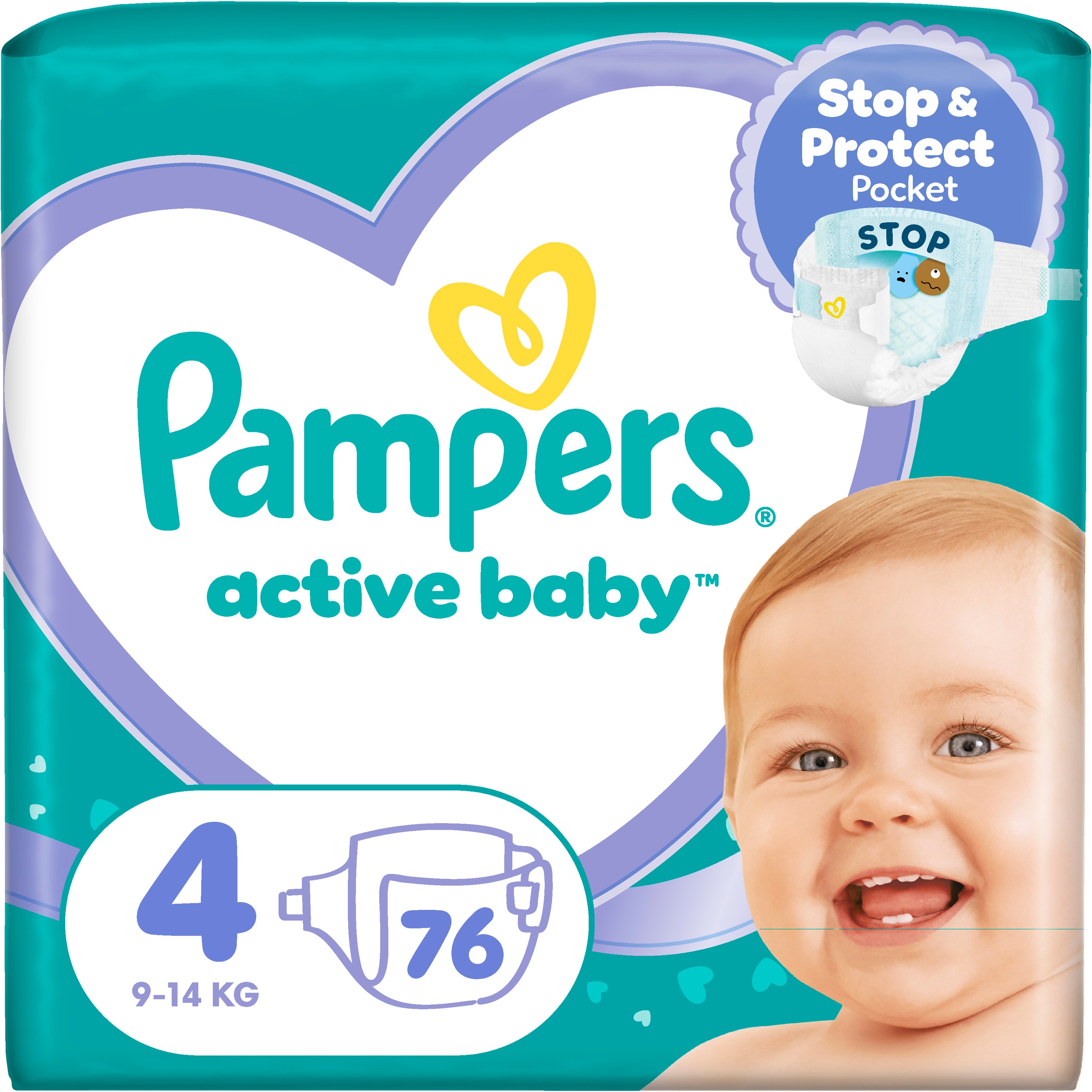 PAMPERS Active Baby veľkosť 4 (76 ks) 9 – 14 kg