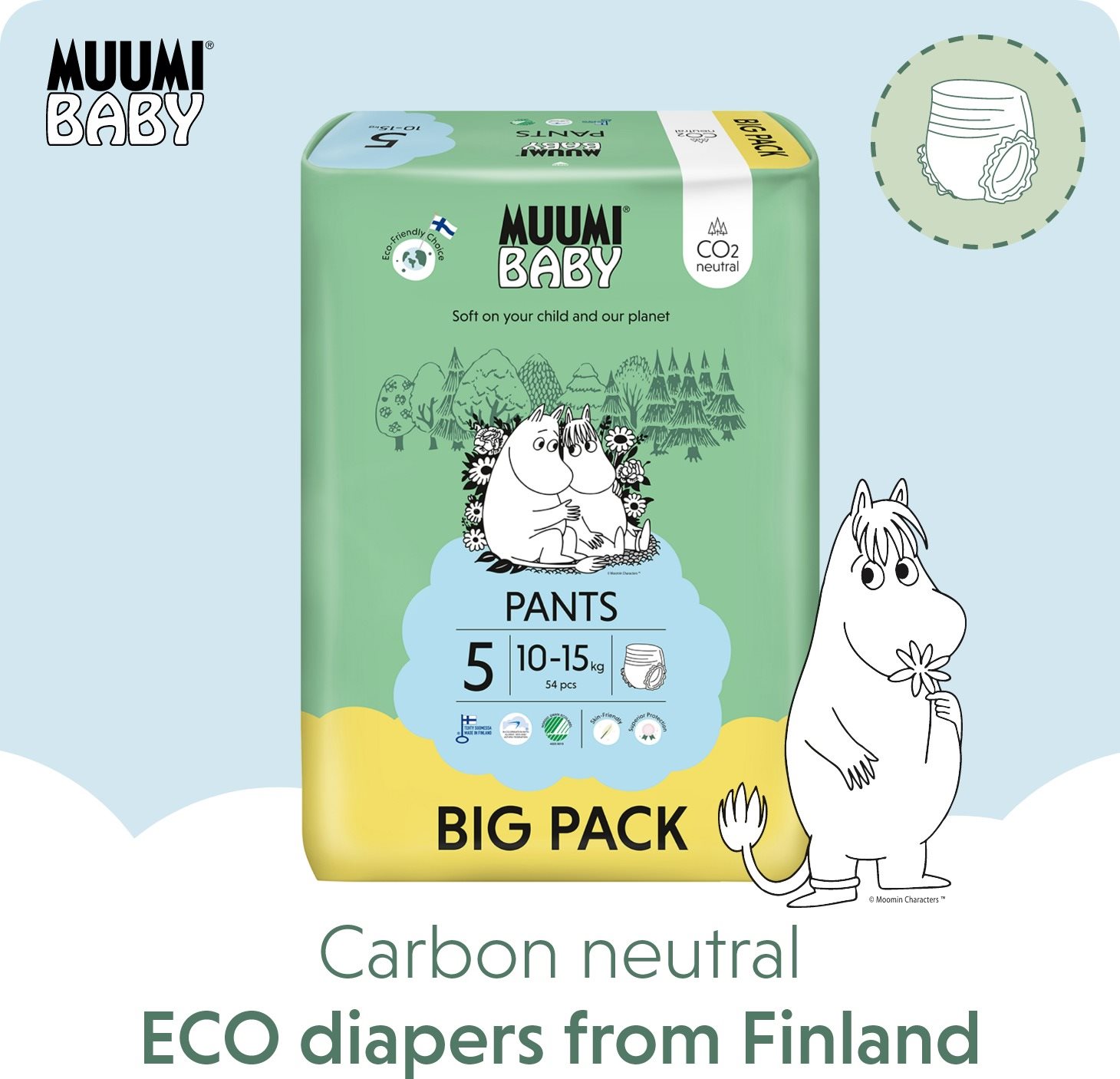 Muumi Baby Pants Maxi+ veľ. 5 (54 ks)