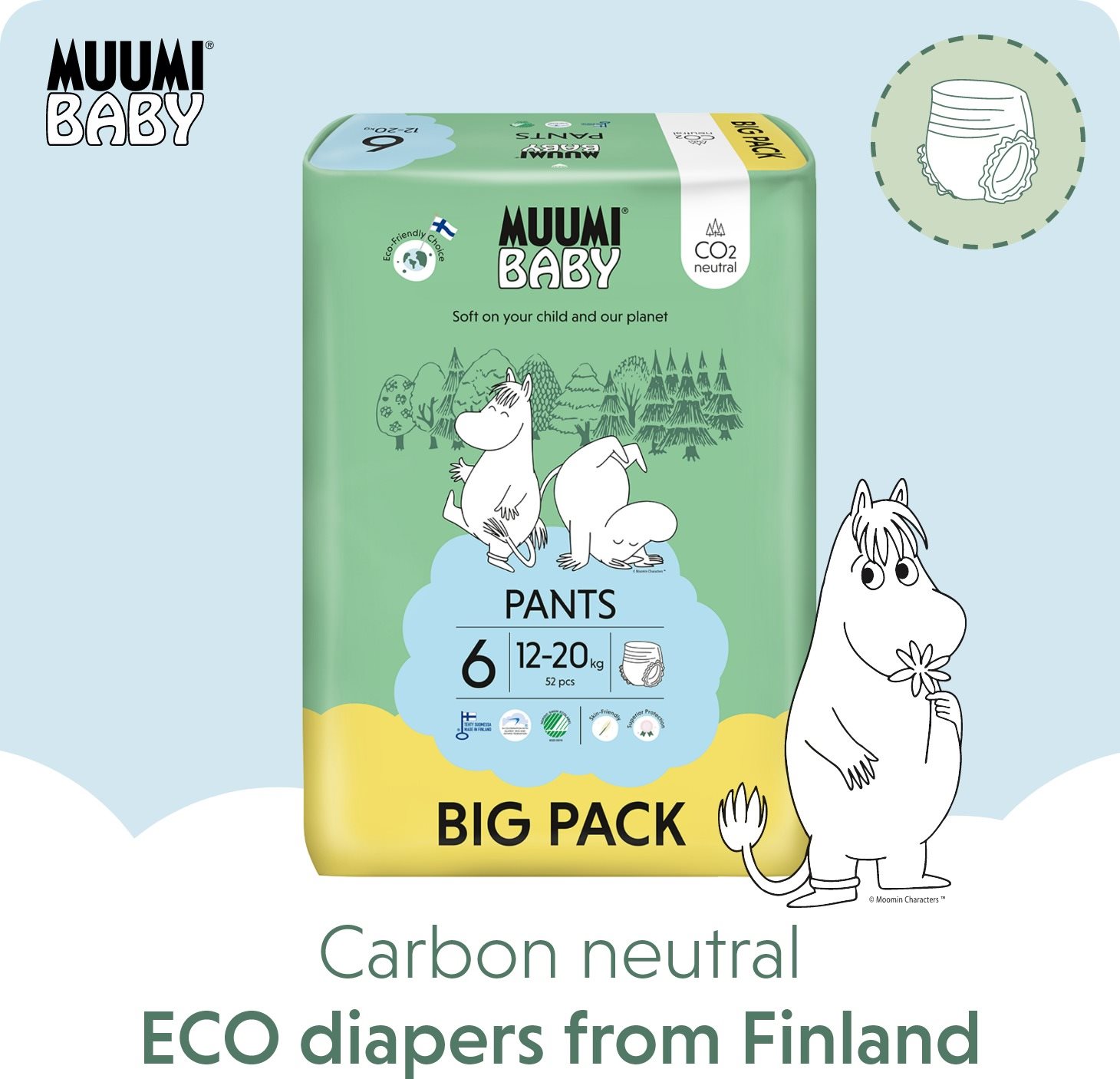 Muumi Baby Pants Junior veľ. 6 (52 ks)
