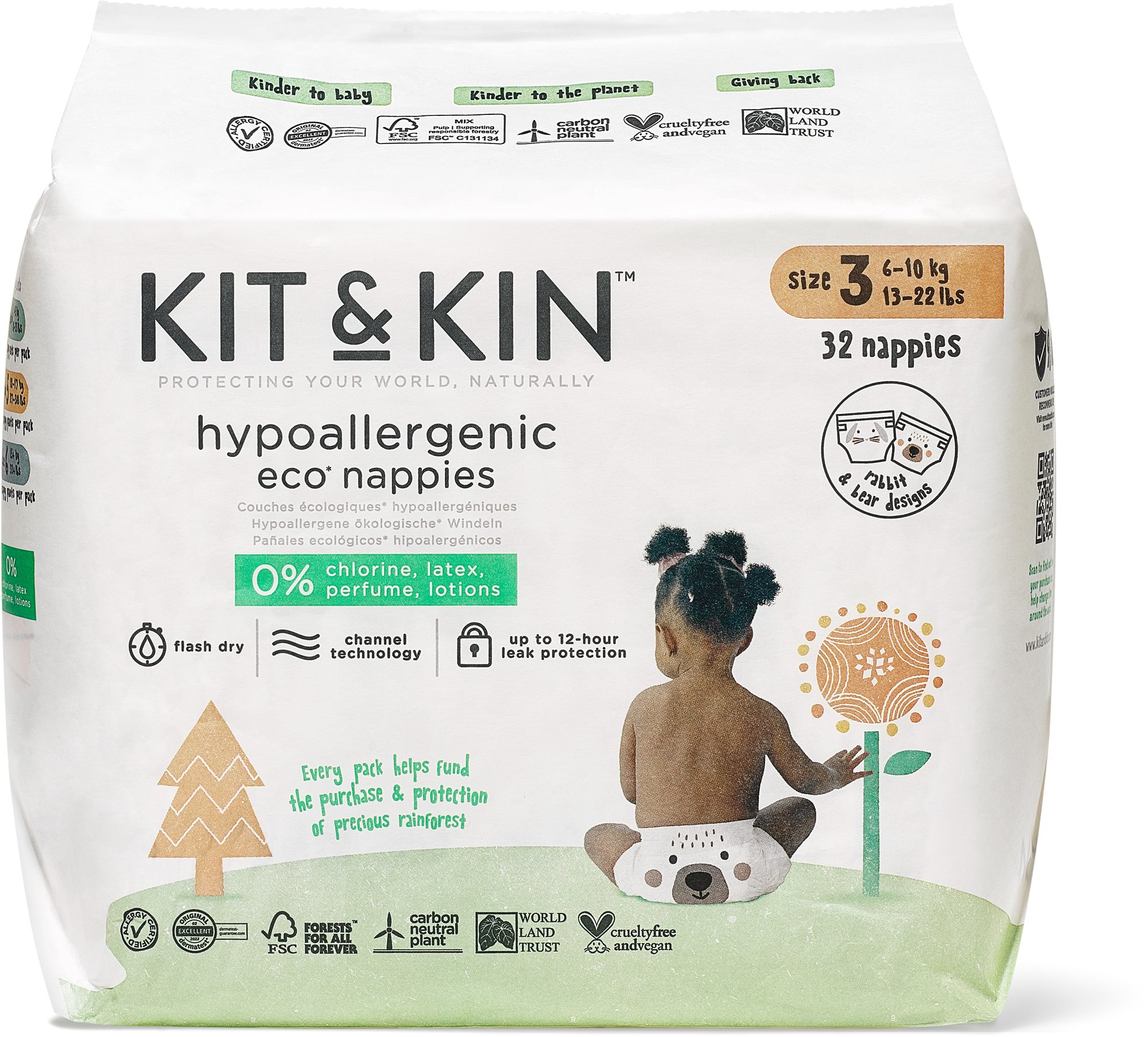 Kit & Kin Eko Naturally Dry Nappies veľ. 3 (32 ks)