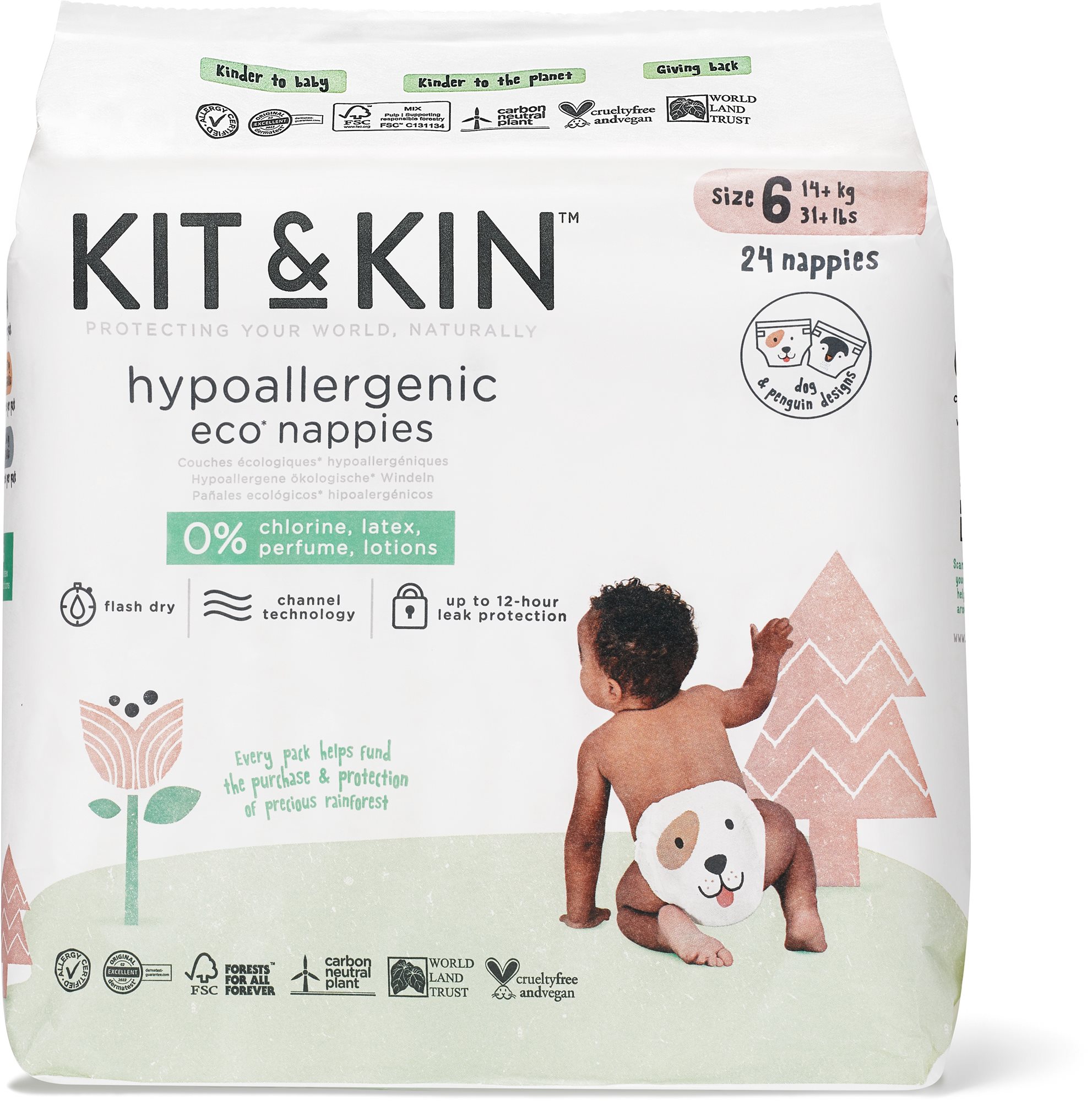 Kit & Kin Eko Naturally Dry Nappies veľ. 6 (24 ks)