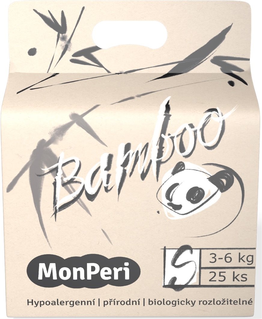 MonPeri Bamboo EKO S (veľ. 2) 3 – 6 kg, 25 ks