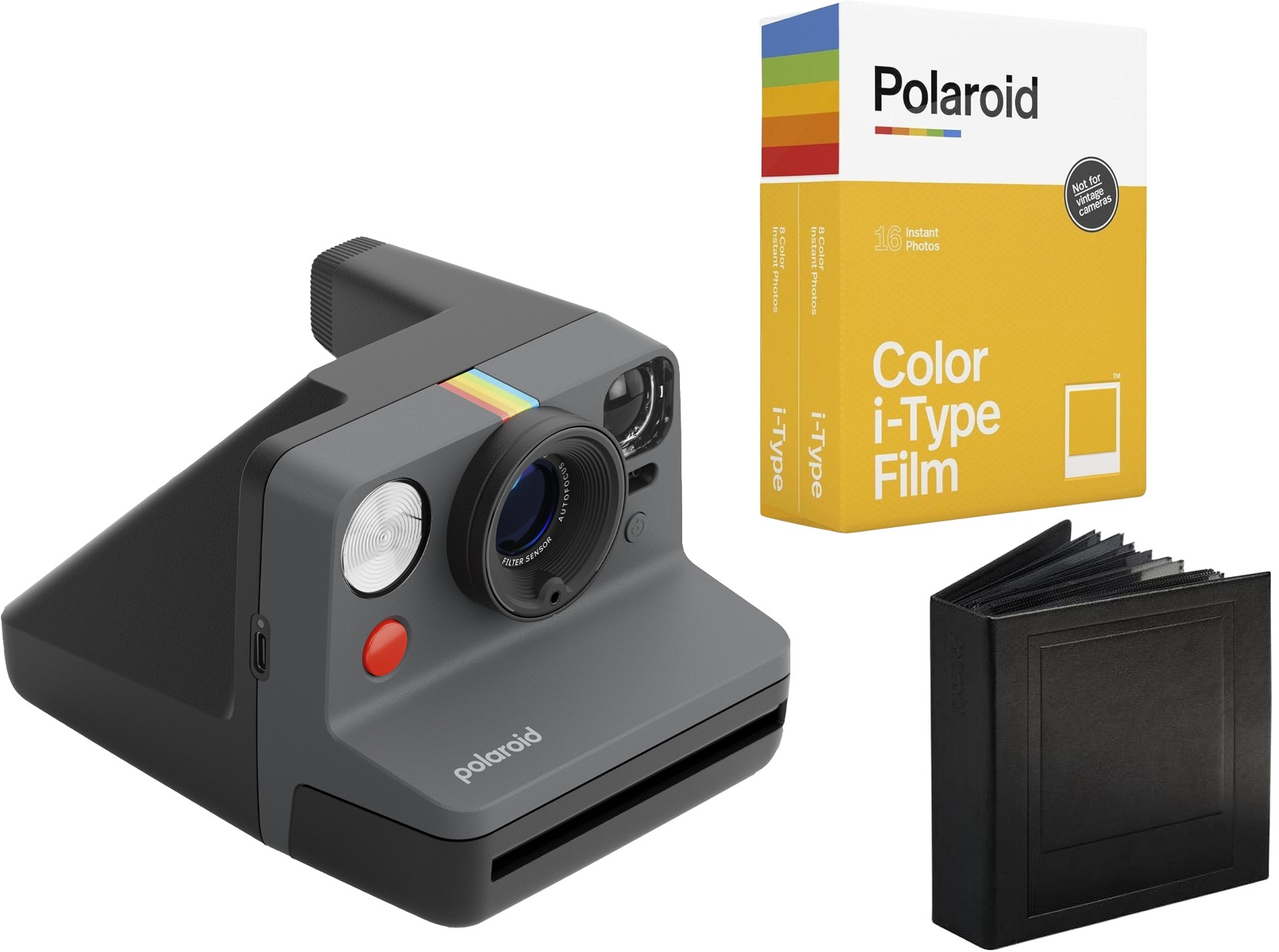 Polaroid Now Gen 3 Black bundle (s fotoalbumom a fotopapiermi)