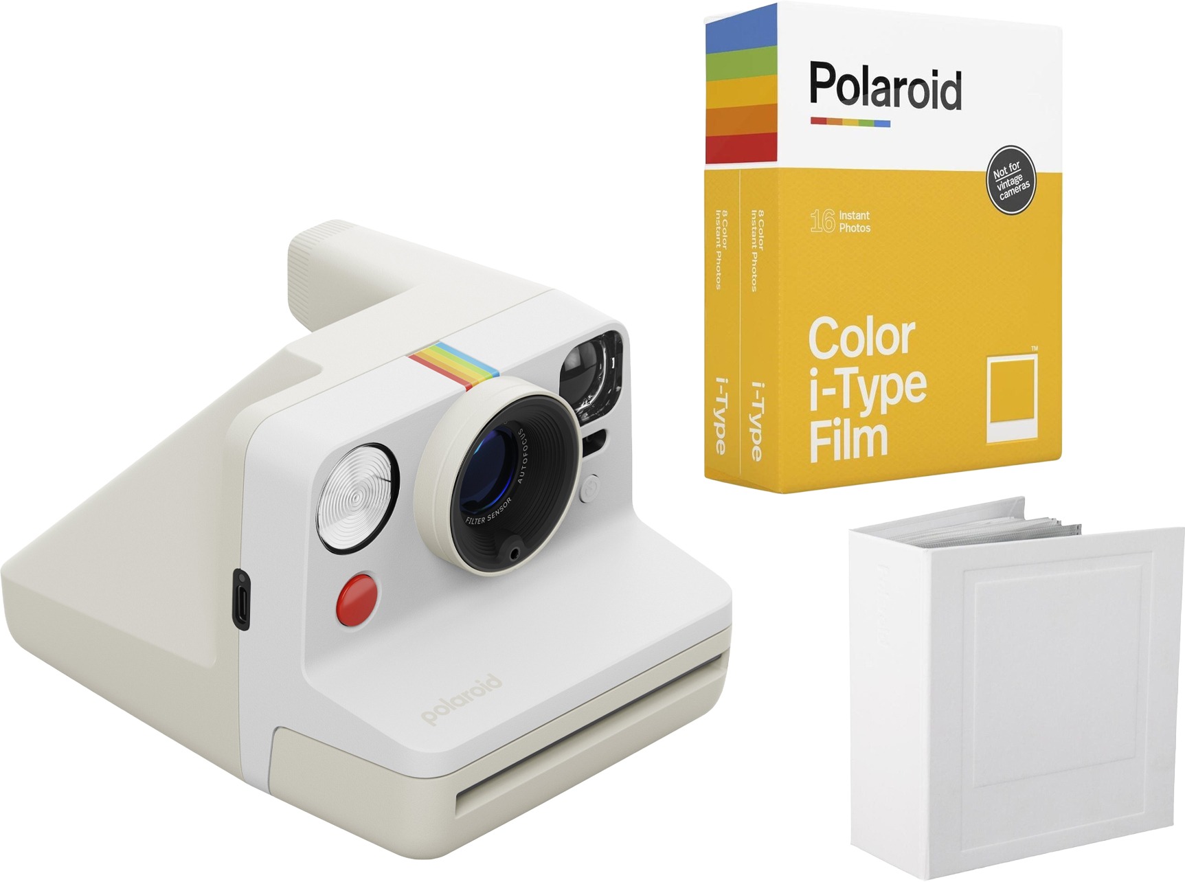 Polaroid Now Gen 3 Pebble White bundle (s fotoalbumom a fotopapiermi)