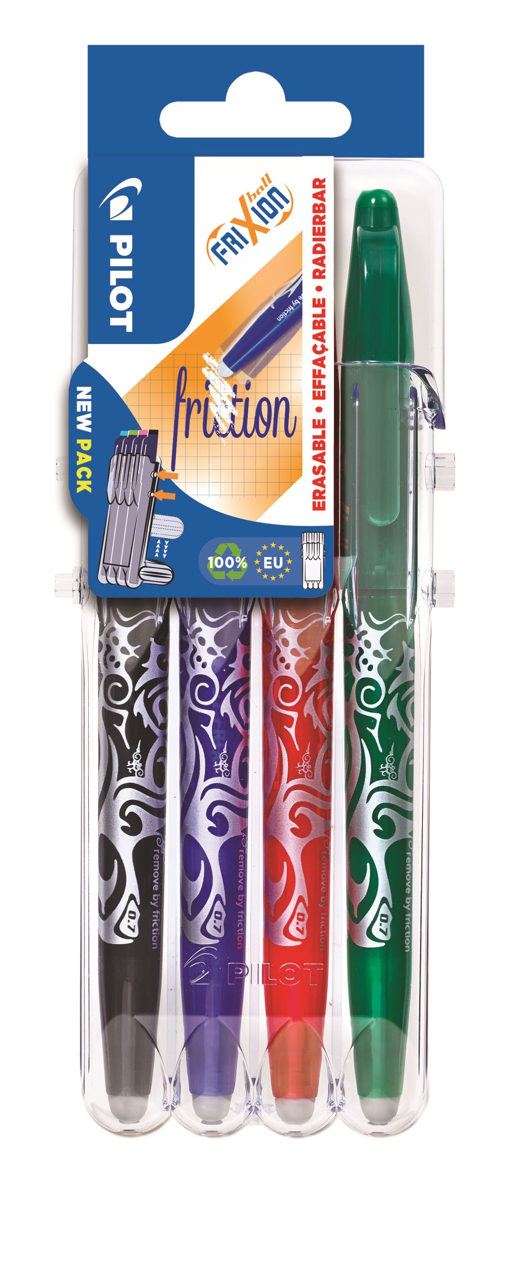 PILOT FriXion Ball 07/0,35 mm, Set2 Go BASIC – súprava 4 farieb