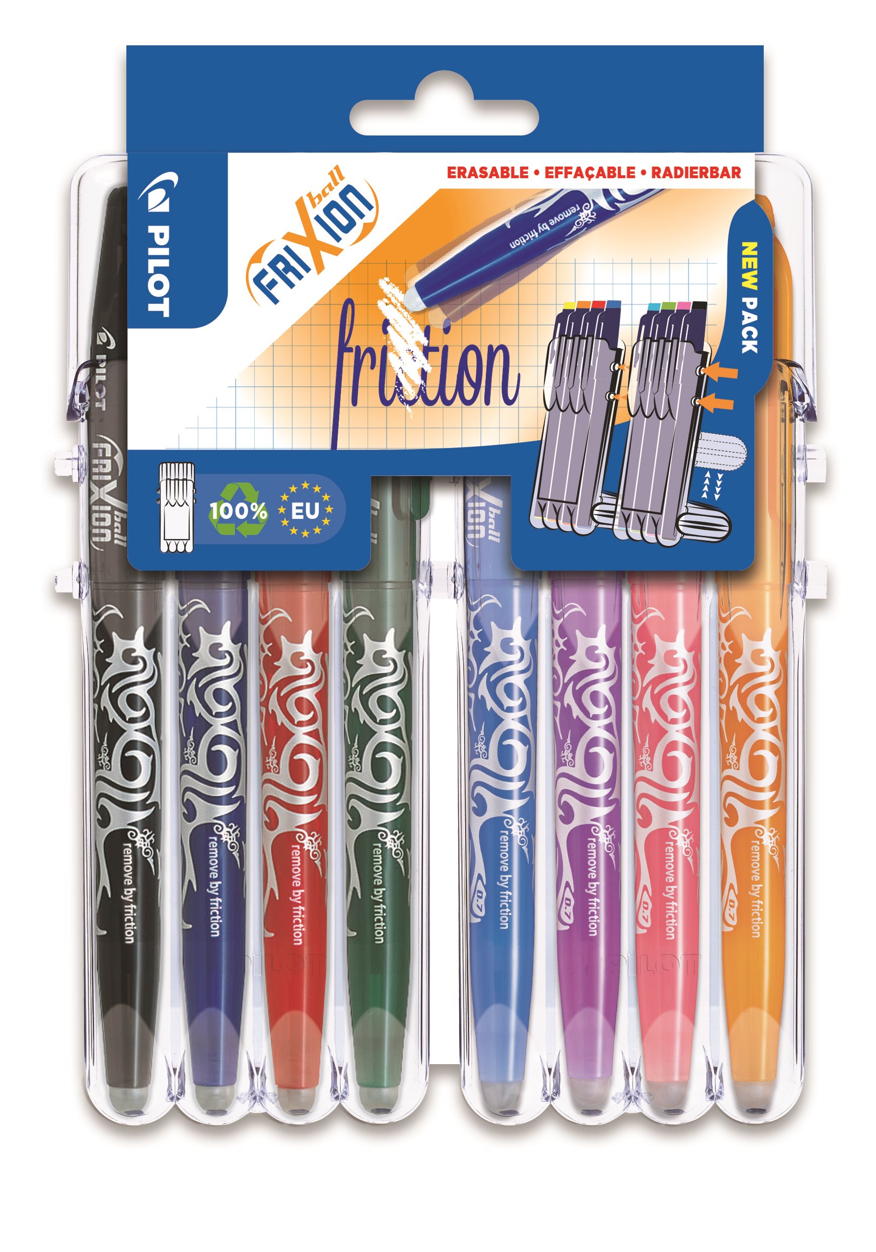 PILOT FriXion Ball 07/0,35 mm, Set2Go – súprava 8 farieb