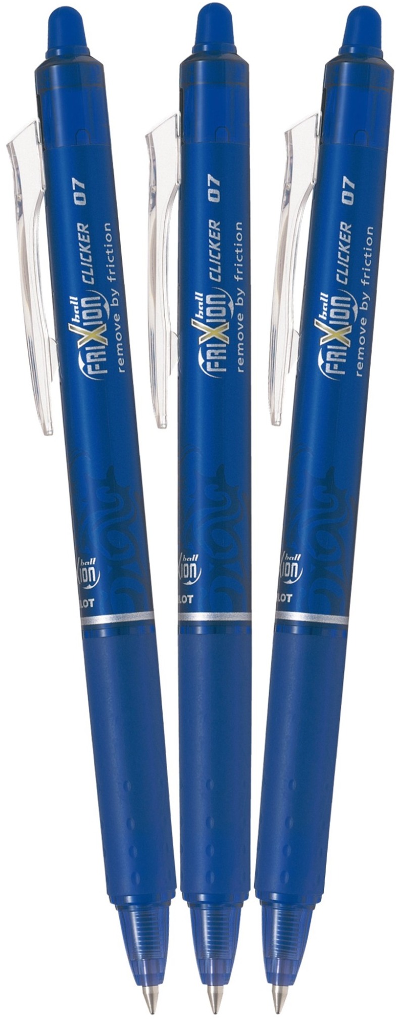 PILOT FriXion Clicker 07/0,35 mm, modré – balenie 3 ks