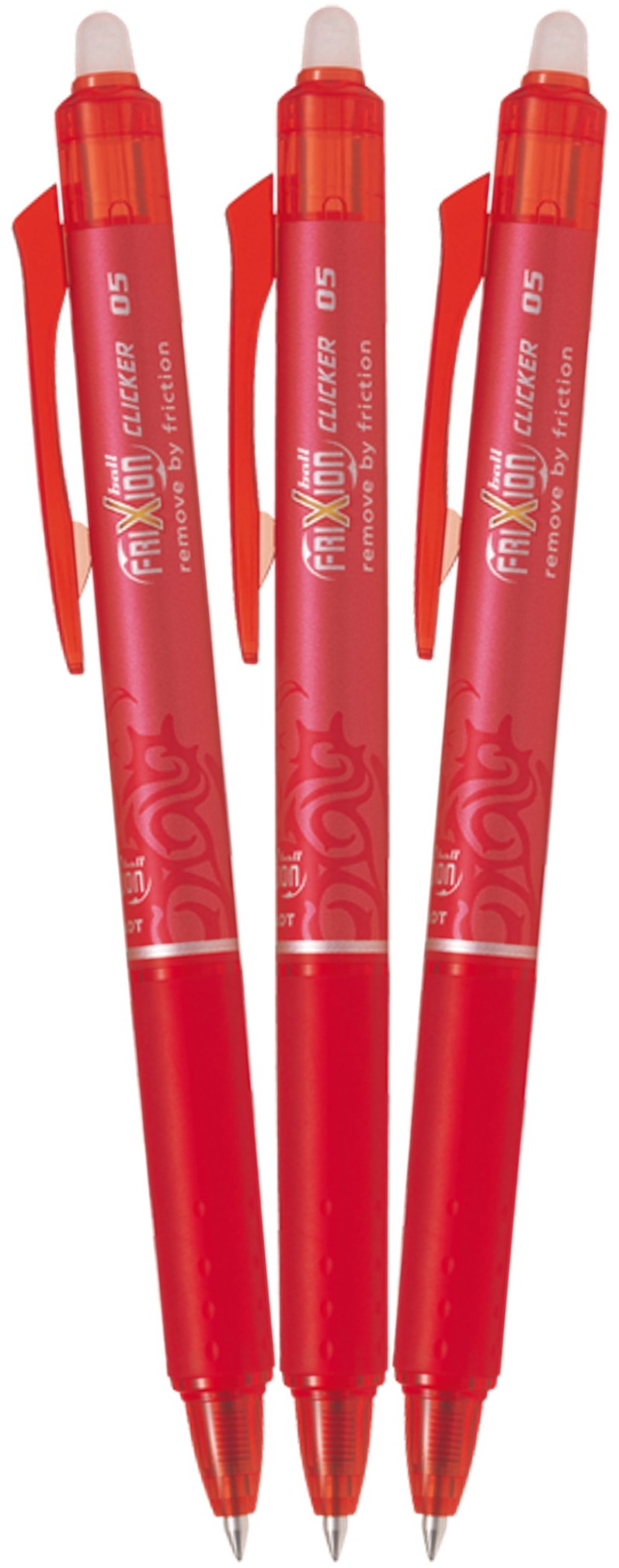 PILOT FriXion Clicker 05/0,25 mm, červené – balenie 3 ks