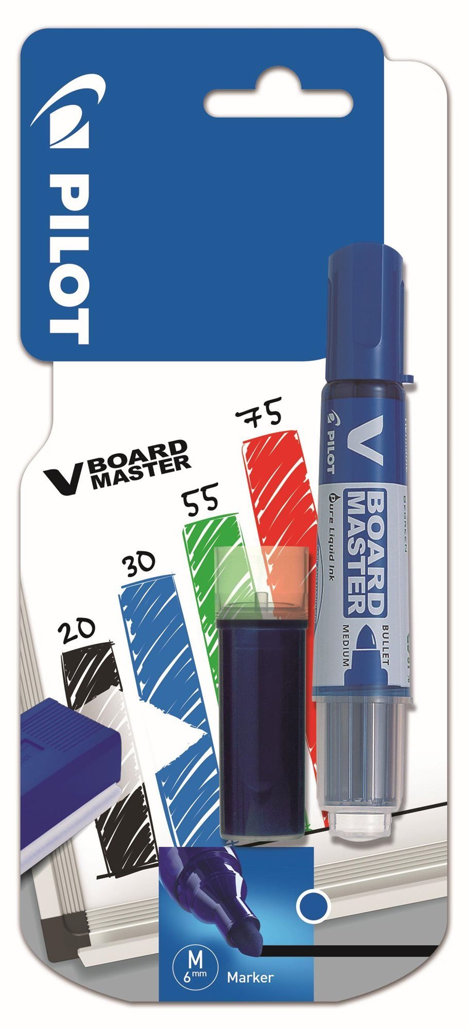 Pilot V-Board Master na biele tabule, modrý + modrá náplň