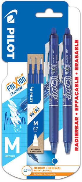 PILOT FriXion Clicker 07 / 0.35 mm - balení 2 ks + modrá náplň