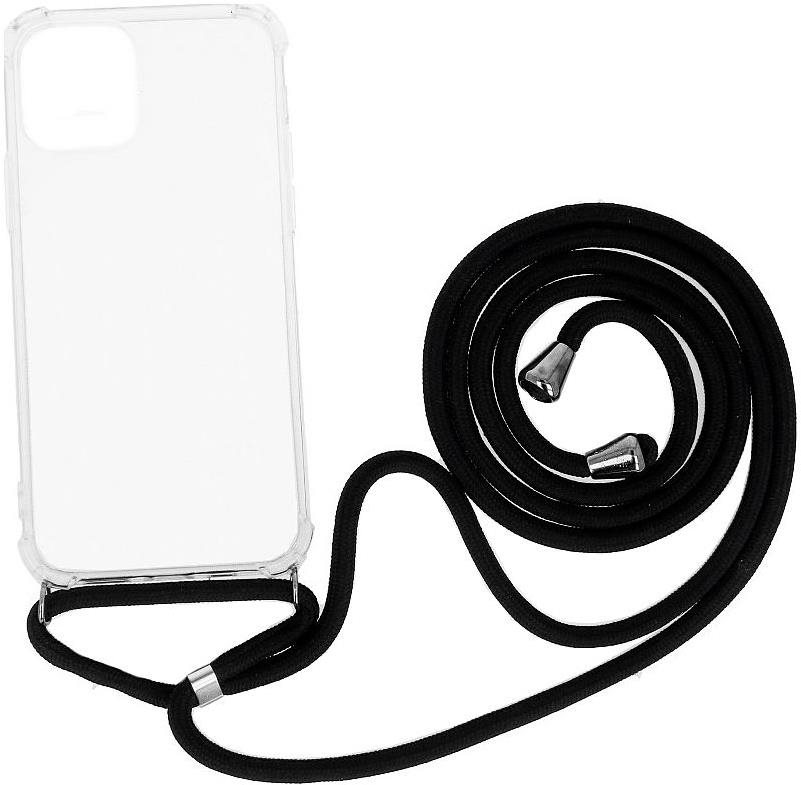 TopQ Kryt iPhone 12 silikón s čiernou šnúrkou priehľadný 55206