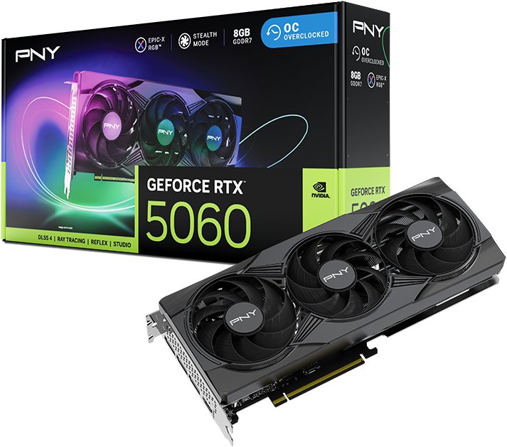 PNY GeForce RTX 5060 8 GB EPIC-X RGB Overclocked Triple Fan