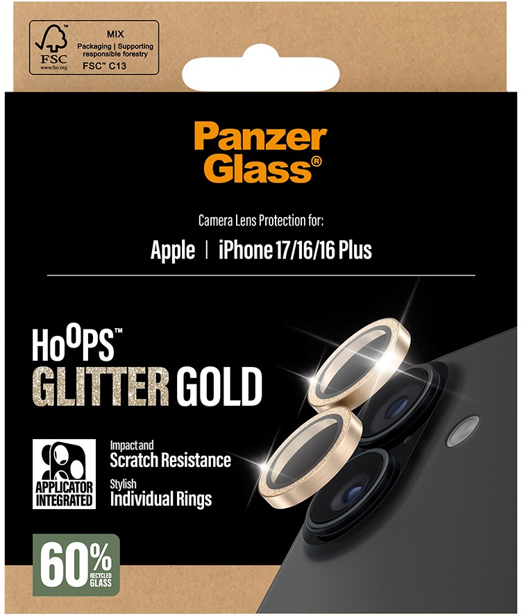 PanzerGlass Hoops Apple iPhone 17/16/16 Plus trblietavo zlaté