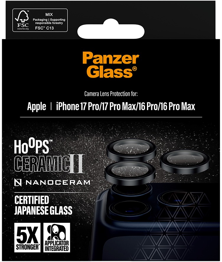 PanzerGlass Hoops Ceramic II Apple iPhone 17 Pro/16 Pro/15 Pro/17 Pro Max/16 Pro Max/15 Pro Max