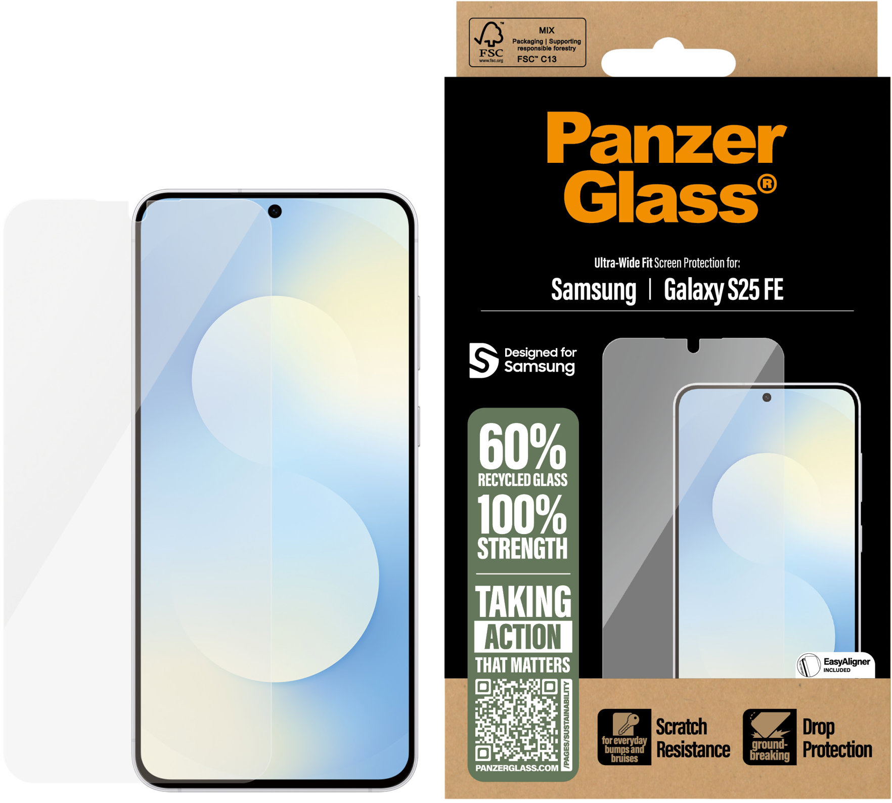 PanzerGlass Samsung Galaxy S25 FE s inštalačným rámčekom