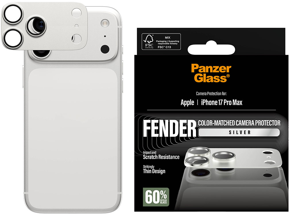 PanzerGlass FENDER Apple iPhone 17 Pro Max strieborný ochranný hliníkový prvok fotoaparátu
