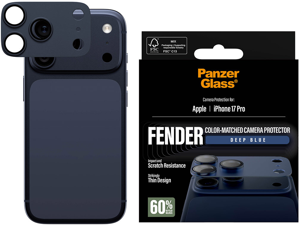 PanzerGlass FENDER Apple iPhone 17 Pro modrý ochranný hliníkový prvok fotoaparátu