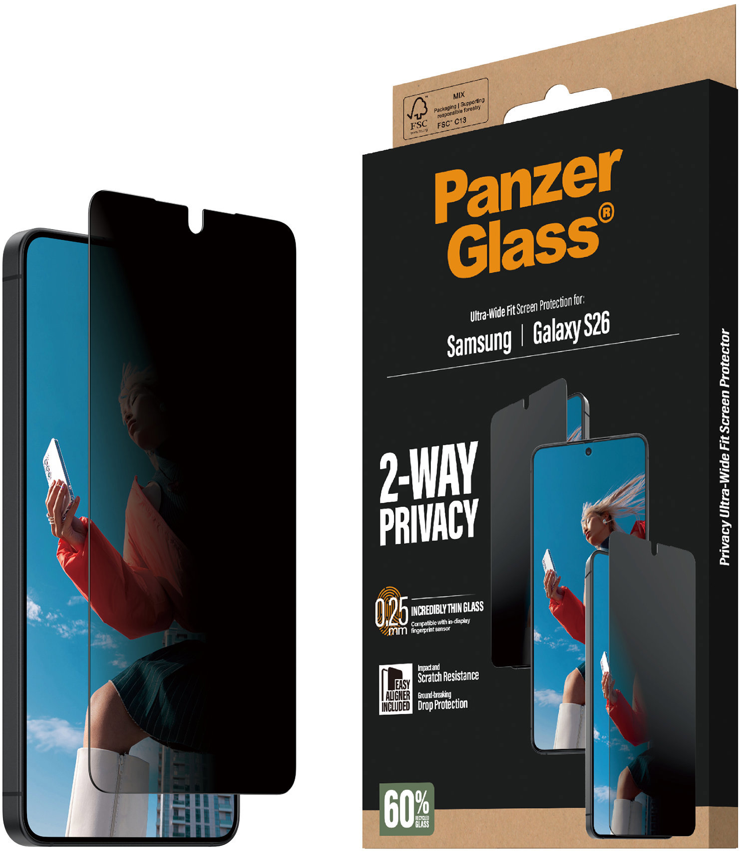 PanzerGlass Privacy Samsung Galaxy S26 s inštalačným rámikom