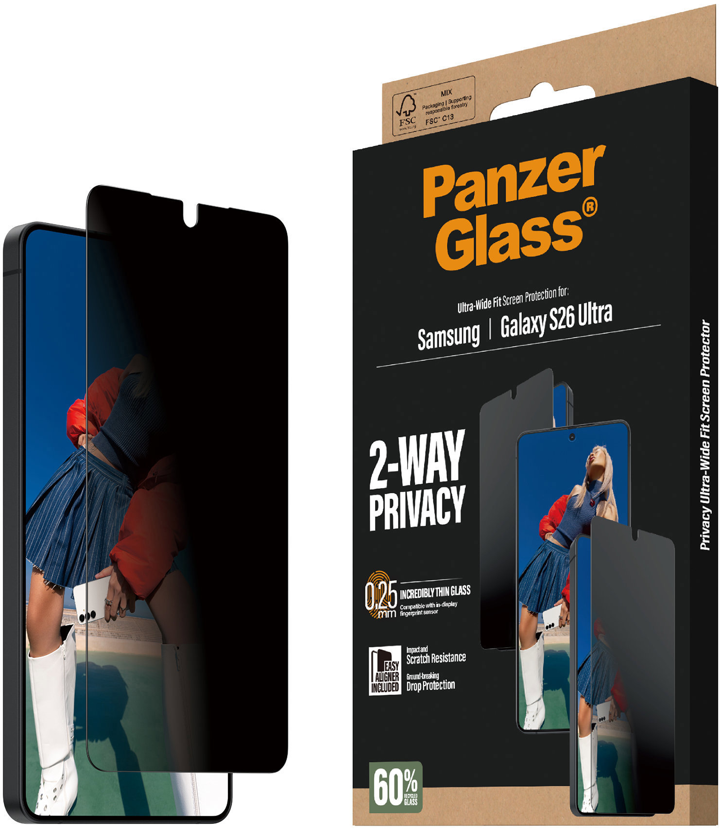 PanzerGlass Privacy Samsung Galaxy S26 Ultra s inštalačným rámikom