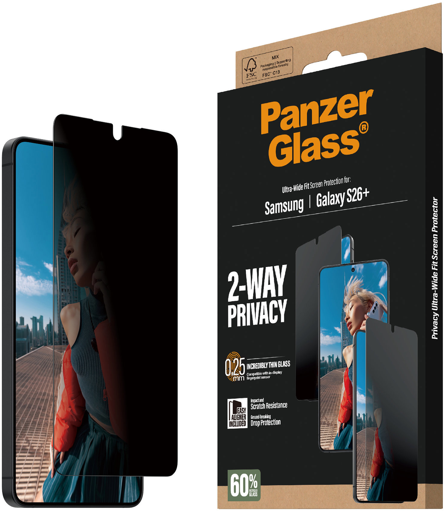 PanzerGlass Privacy Samsung Galaxy S26+ s inštalačným rámikom
