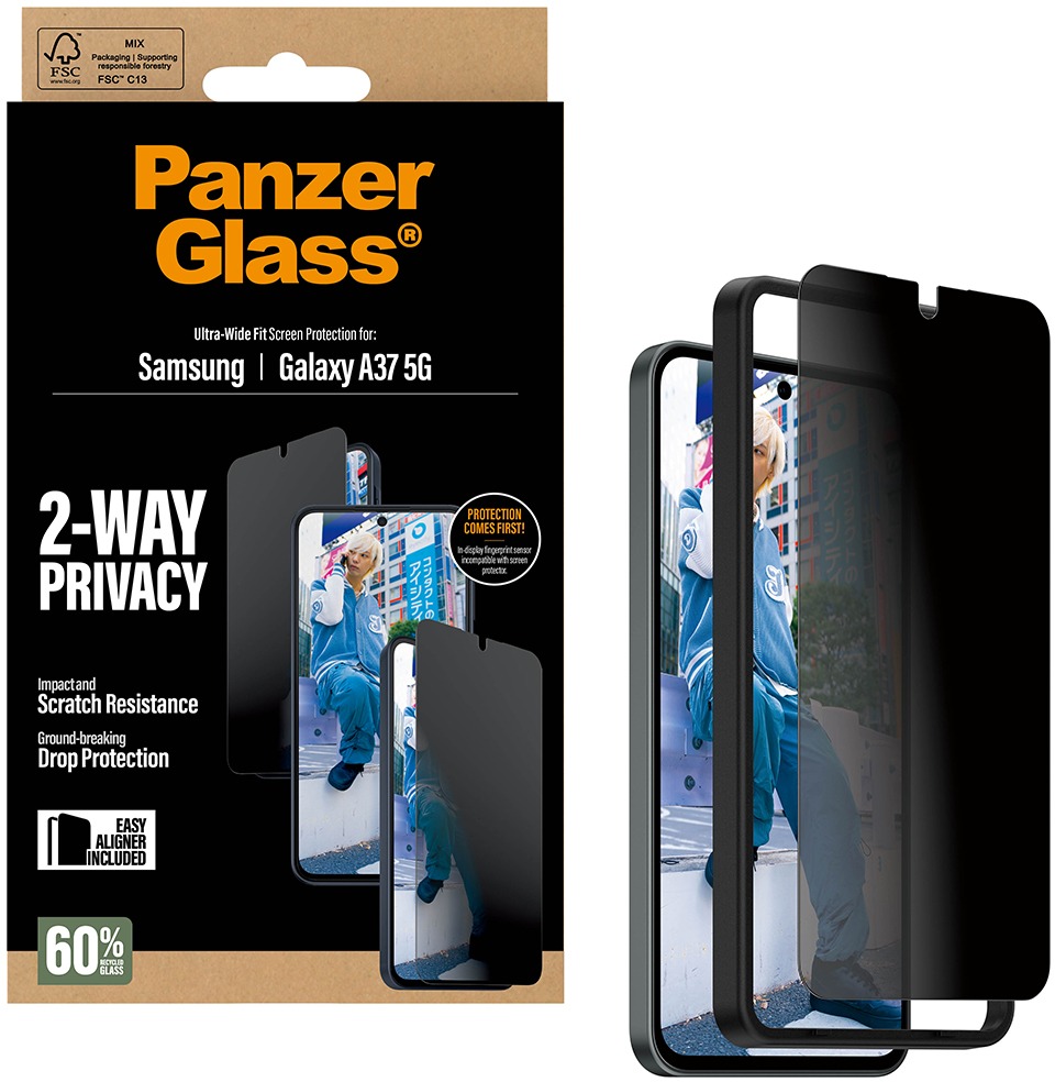 PanzerGlass Privacy Samsung Galaxy A37 s inštalačným rámčekom (nepodporuje čítačku odtlačkov prstov v displeji)
