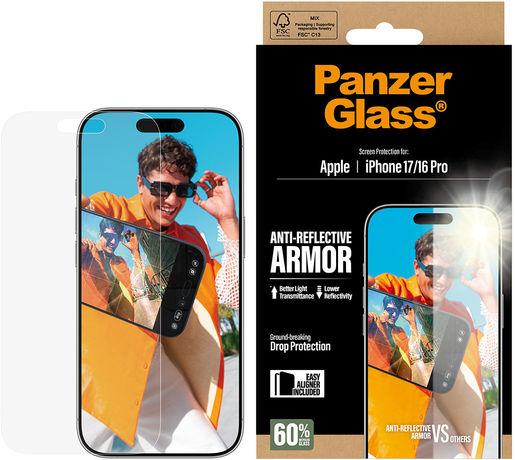 PanzerGlass Apple iPhone 17/16 Pro antireflexné s inštalačným rámikom