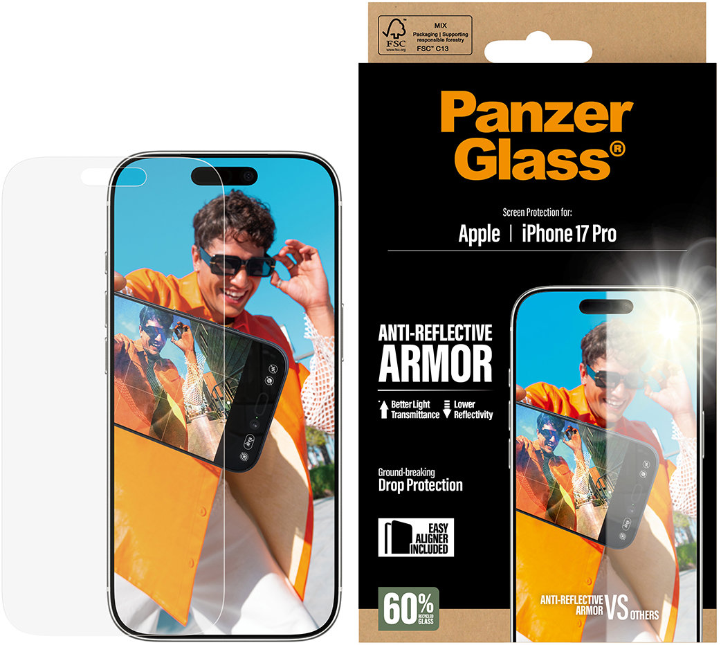 PanzerGlass Apple iPhone 17 Pro antireflexný s inštalačným rámčekom