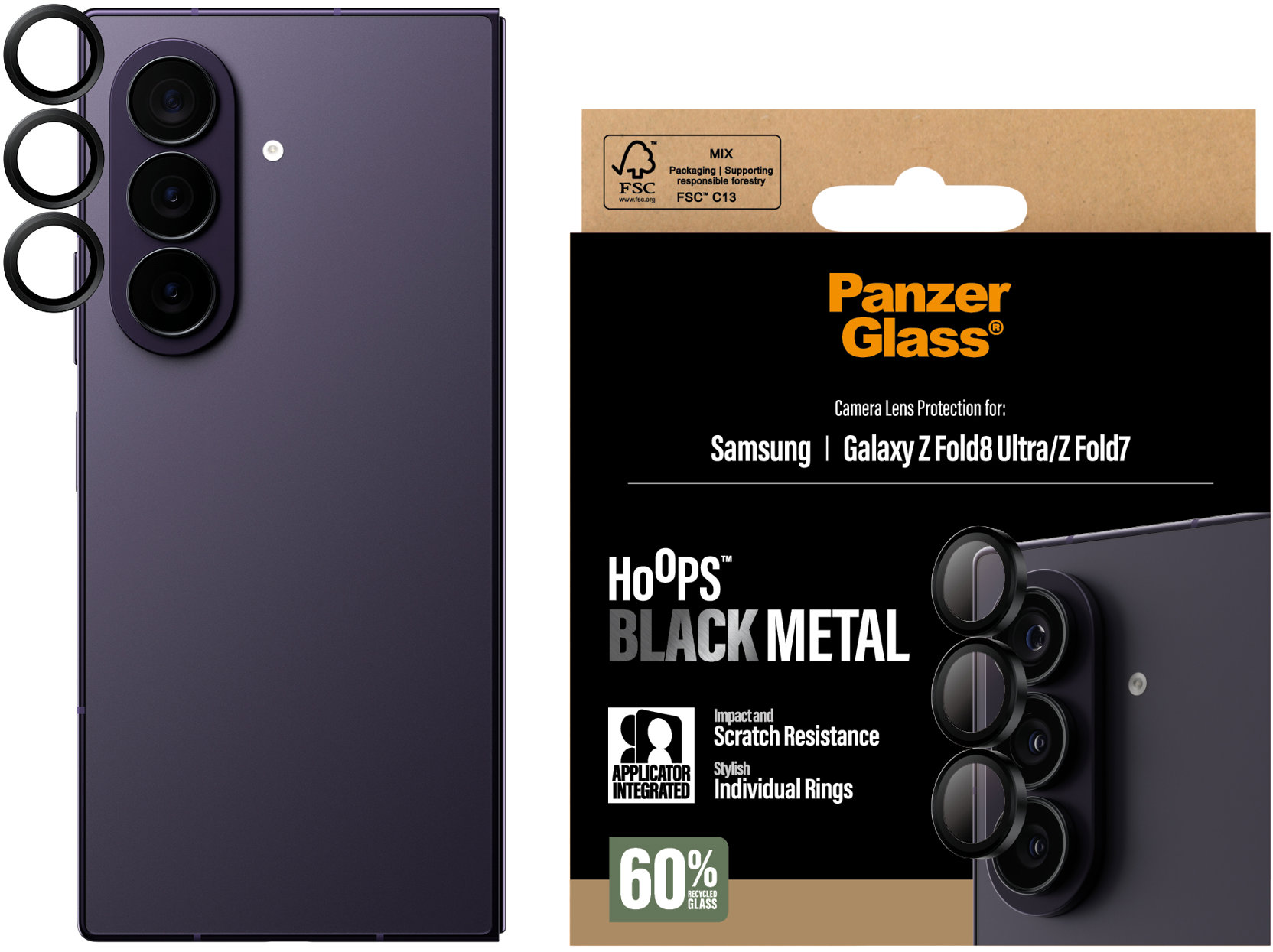 PanzerGlass Hoops Samsung Galaxy Z Fold8 Ultra/Fold7 černé