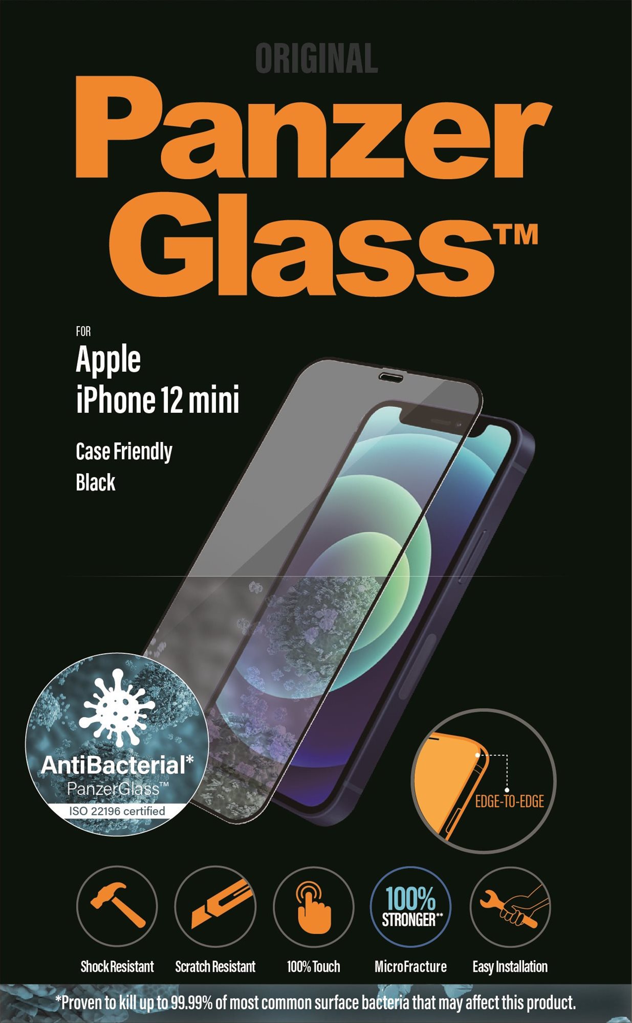 PanzerGlass Edge-to-Edge Antibacterial pre Apple iPhone 5,4" čierne