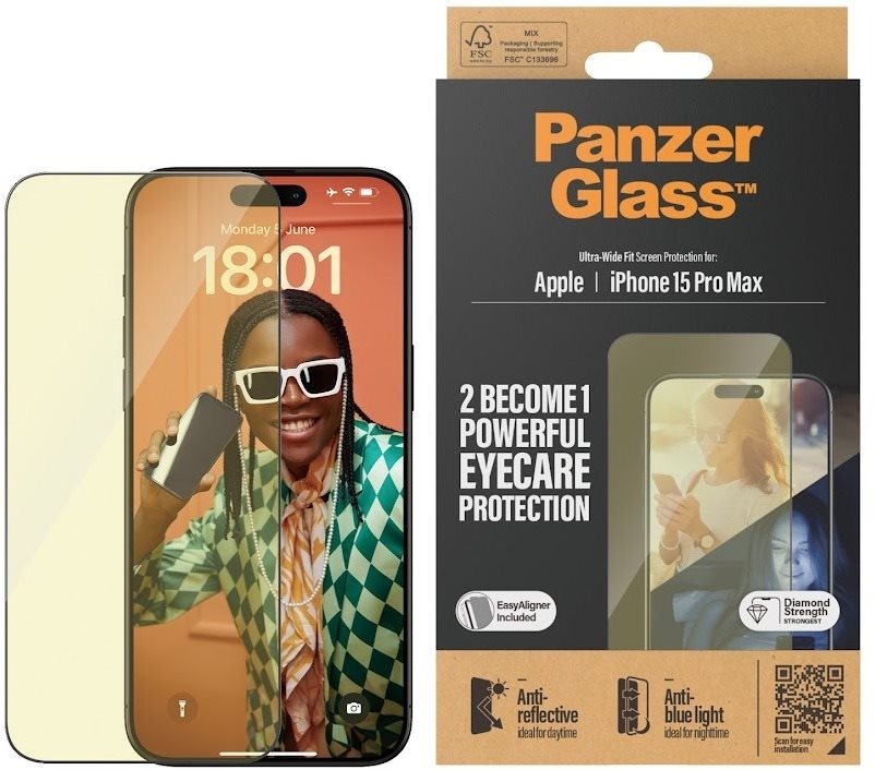 PanzerGlass Apple iPhone 15 Pro Max AntiRexní & AntiBlue s inštalačným rámčekom