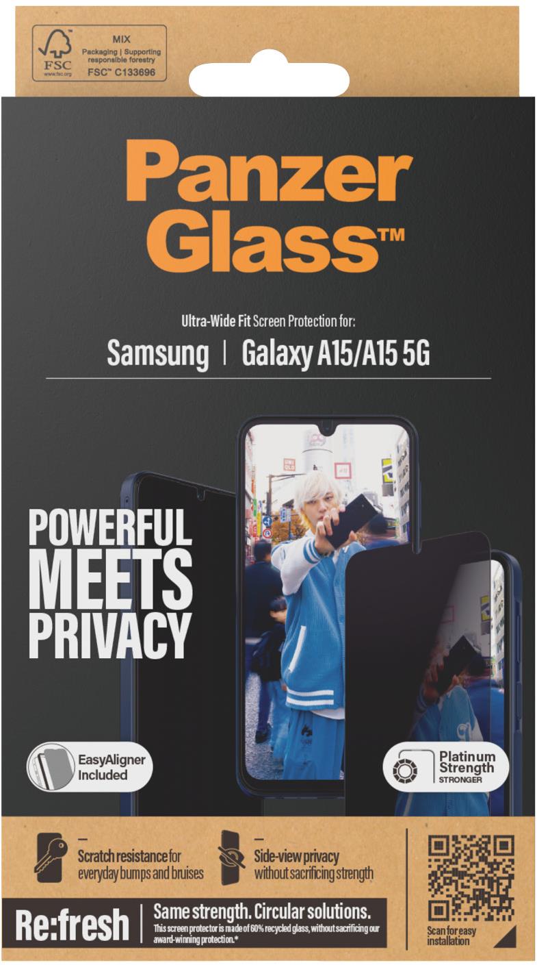 PanzerGlass Privacy Samsung Galaxy A15/A15 5G s inštalačným rámikom