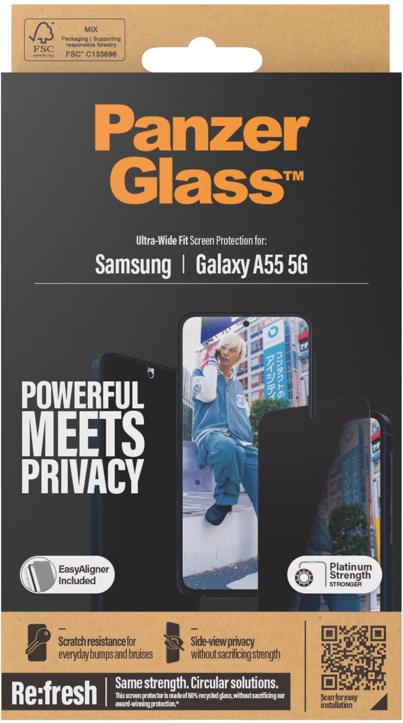 PanzerGlass Privacy Samsung Galaxy A55 5G s inštalačným rámčekom