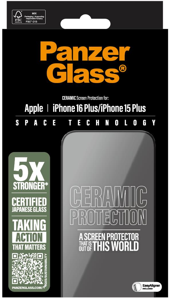PanzerGlass Ceramic Apple iPhone 16 Plus/15 Plus s inštalačným rámčekom