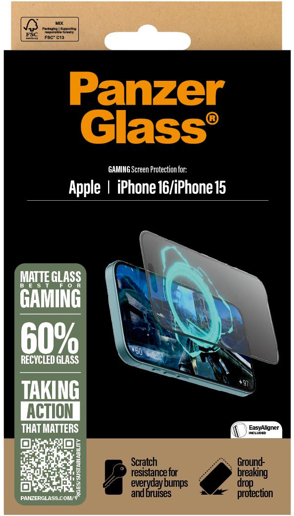 PanzerGlass Gaming Apple iPhone 16/15 s inštalačným rámčekom