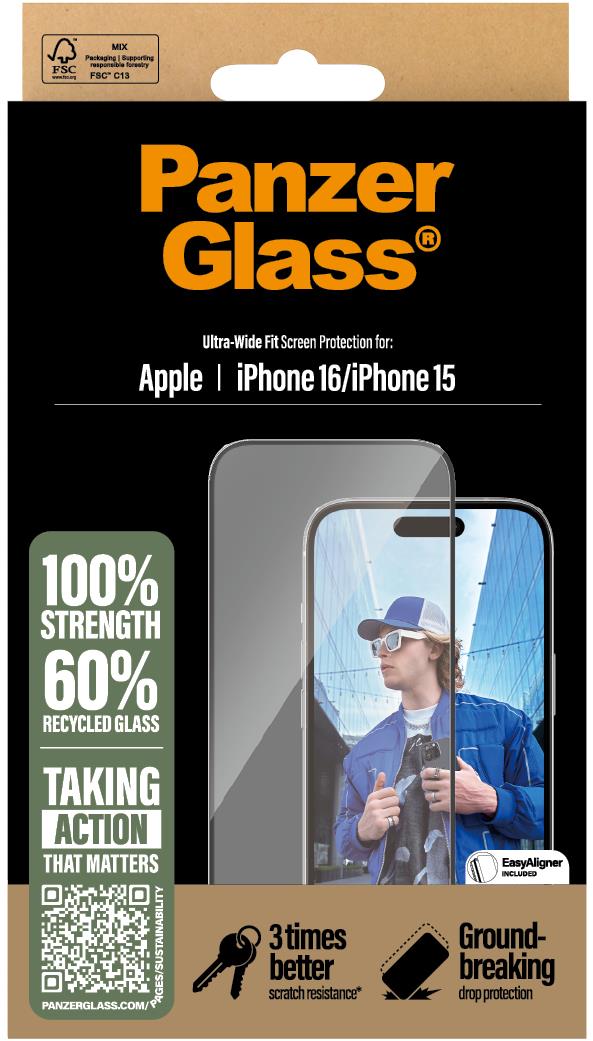 PanzerGlass Apple iPhone 16/15 s inštalačným rámčekom