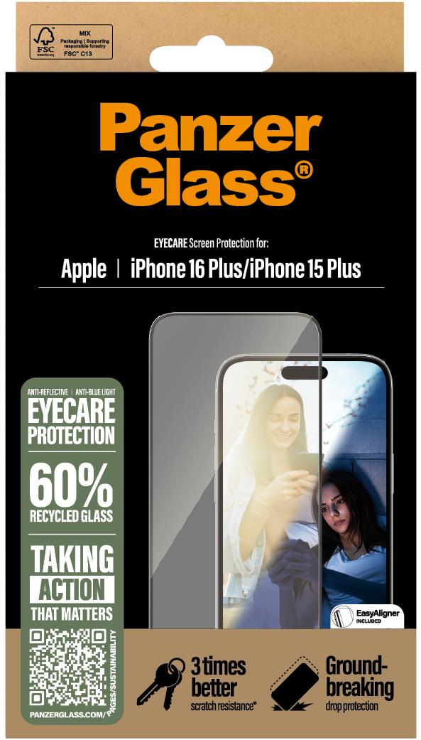 PanzerGlass EyeCare Apple iPhone 16 Plus/15 Plus s inštalačným rámčekom