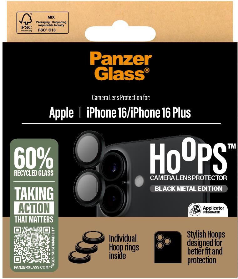 PanzerGlass HoOps Apple iPhone 16/16 Plus čierny hliník