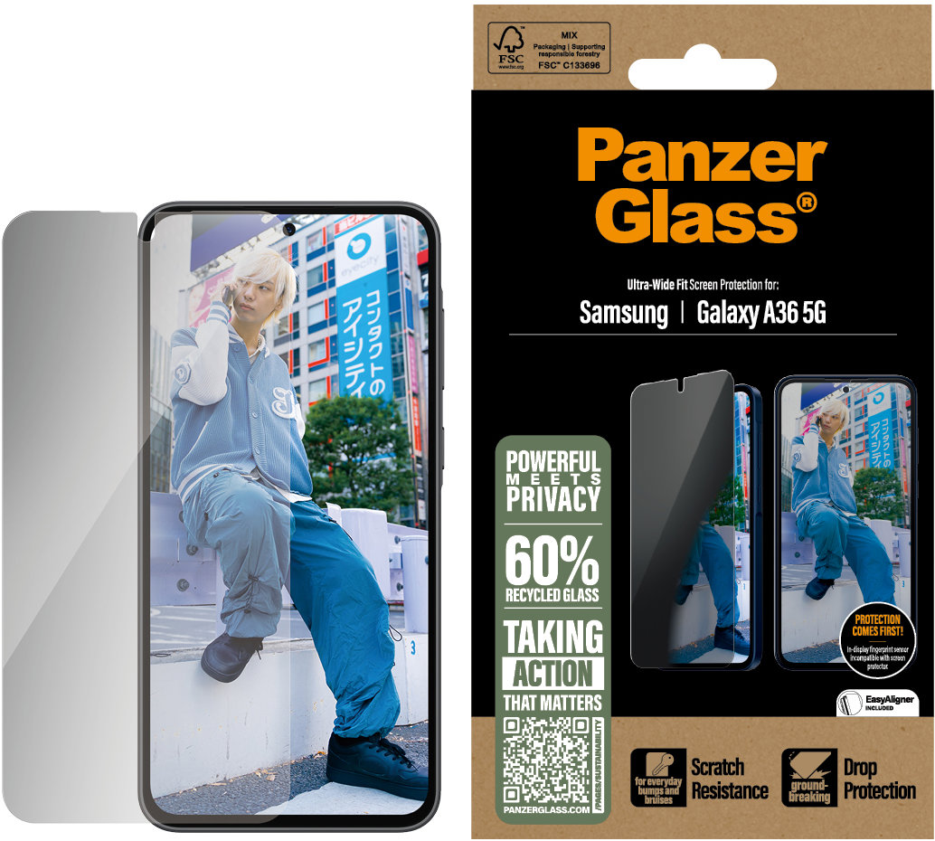 PanzerGlass Privacy Samsung Galaxy A36 5G s inštalačným rámikom