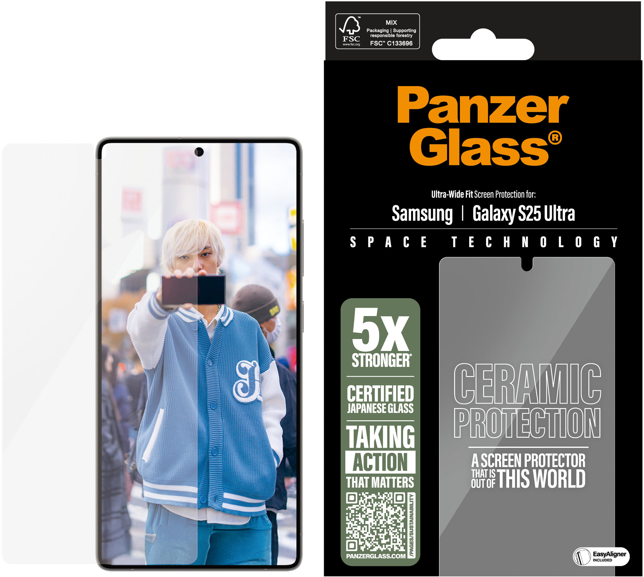 PanzerGlass Ceramic Samsung Galaxy S25 Ultra s inštalačným rámčekom